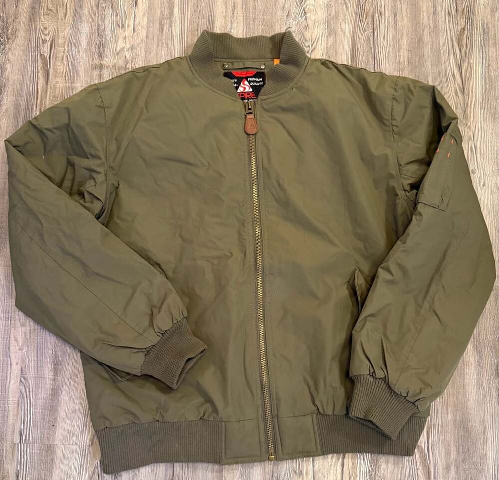 Spire Bomber Jacket Size 2XL Olive Green Orange Quilted Lining